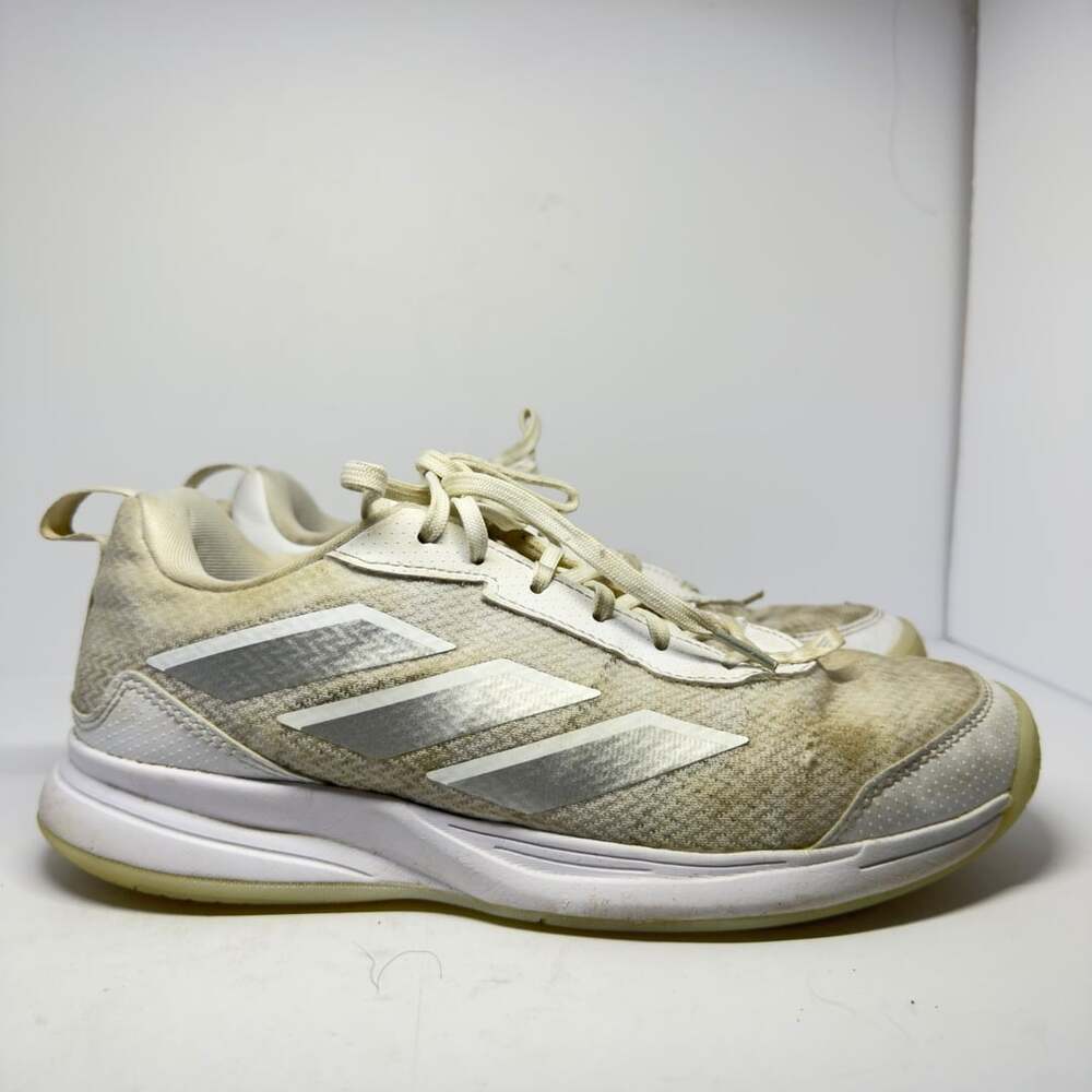 Adidas White and Silver Athletic Shoes Size 9.5 Heavily Worn